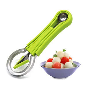 Ensemble d'outils de découpe de fruits 4-en-1 en acier inoxydable, comprenant une cuillère à melon et une cuillère à pastèque - Product Image 1