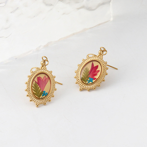 Pendientes Colgantes de Flores Prensadas Estilo Boho Vintage Hechos a Mano, Pendientes de Flores Secas para Mujer - Product Image 5