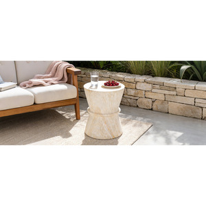 Hourglass Shape Outdoor Side <b>Table</b> Concrete Contemporary Lightweight Accent <b>Table</b> Simulated Stone Texture - Product Image 4