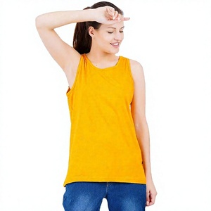 เสื้อกล้ามผู้หญิงผ้าฝ้าย/ใยไผ่ พิมพ์โลโก้ได้ คุณภาพเยี่ยม นุ่ม ระบายอากาศ แห้งเร็ว สำหรับเล่นกีฬา ไซส์ใหญ่ สีพื้น - Product Image 1