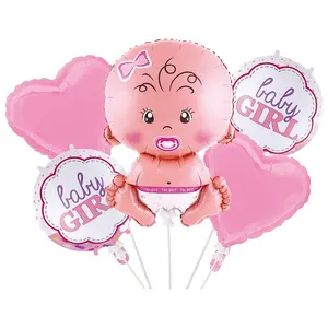Hot selling 5 pcs baby shower Prince Princess set foil balloon new born baby party birthday decoration