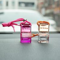 Flacon diffuseur de parfum de voiture vide carré de 10 ml avec couvercle en bois, pendentif suspendu, pour huiles essentielles