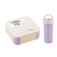 Quadratische Plastik-Bento-Box mit Drei Fächern, Modernes Minimalistisches Design, Schüler-Lunchbox-Set, Mikrowellengeeignet, für Picknick, Salat und Obst