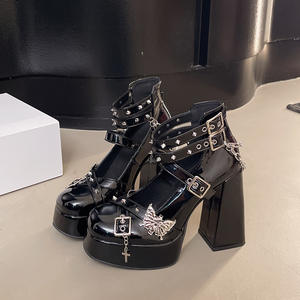 Zapatos de tacón alto estilo gótico con diseño de mariposa para mujer, zapatos de plataforma punk 2026, zapatos de cuero versátiles para mujer estilo chica picante de subcultura - Product Image 1