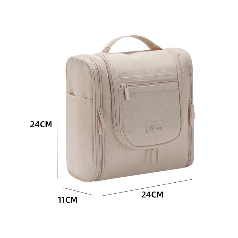 Double open toiletry bag-beige