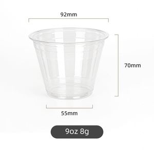 Custom Size&logo 9oz Single Wall Printed Clear Disposable PET Plastic <b>Cups</b> for Milkshake Boba Juice Beer Coffee & <b>Cold</b> Drink Lid - Product Image 2