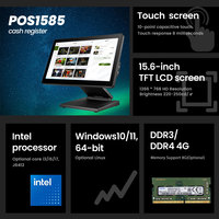 Sistem POS Layar Sentuh Kapasitif Cangkang Aluminium Alloy 15,6 Inci, Prosesor Intel I7, WiFi/Bluetooth Dual-band, Garansi 18 Bulan