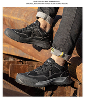 Chaussures de sécurité confortables à coupe basse unisexe JIANKUN en cuir + maille avec semelle en caoutchouc résistante à l'usure, antidérapante, anti-écrasement/anti-perforation