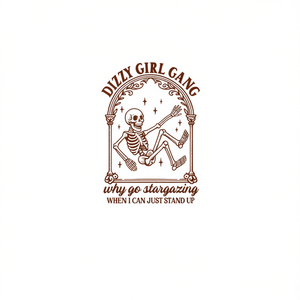 Camiseta Dizzy Girl Gang Skeleton, ¿Por qué observar las estrellas cuando puedes simplemente ponerse de pie?, blanca, unisex, talla para adultos - Product Image 2