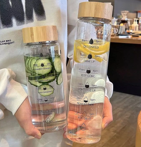 Bouteilles d'eau en verre de 32 oz/1 L avec marqueur de temps motivant, anti-fuite, réutilisables, avec bouchon à vis pour adultes - Product Image 5