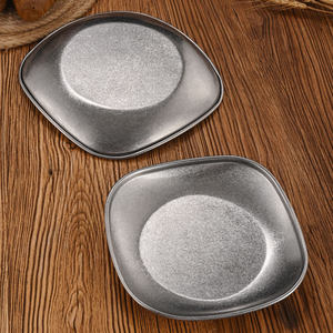 Plato Cuadrado de Acero Inoxidable de 12x12 cm, Bandeja de Servicio de Estilo Industrial Resistente para Comida de Hotel - Product Image 3