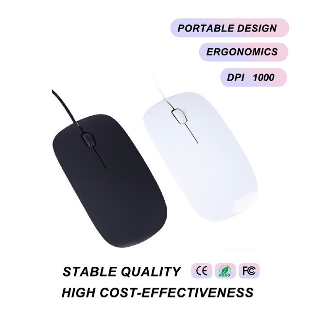 Ergonomic Comfortable Mini Portable Cheap Wired USB Computer Mouse in Stock for Laptop Mac Windows PC