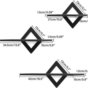 حمام غرفة نوم على الطراز البسيط لغرفة المعيشة من 3 رف أسود جداري من النباتات الخشبية - Product Image 5