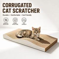Griffoir en carton pour chats d'intérieur, planche à gratter ondulée avec herbe à chat, tapis à gratter durable sans désordre, accessoires pour jouets pour chats