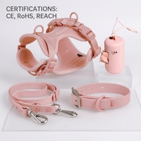 Meilleure vente 2026 : Ensemble de 5 pièces de laisse pour chien couleur macaron, tendance et sportive, imperméable, durable, anti-traction, en tissu PU rembourré, kit de promenade pour animaux de compagnie