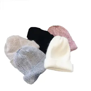 Bán Buôn Acrylic Len Unisex Mùa Đông Tùy Chỉnh Thêu Jacquard Biểu Tượng Lông Mùa Đông Mũ Đan Ấm Áp Đan Beanie Mohair