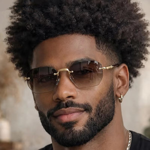 Custom Logo 2026 Retro Vintage Metal Legs Polygon Sun Glasses UV400 Shades Steampunk Rimless Square Sunglasses <b>Men</b> - Product Image 2