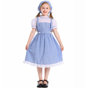 Costume di <span class=keywords><strong>Halloween</strong></span> per Bambini MOM LOVER, Abito per Cosplay, Spettacoli Teatrali, Sciarpa a Quadri Blu in Poliestere - Product Image 3
