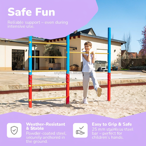 <span class=keywords><strong>Barre</strong></span> <span class=keywords><strong>de</strong></span> <span class=keywords><strong>gymnastique</strong></span> extérieure pour enfants, structure d'escalade à hauteur réglable avec barres murales, équipement sportif <span class=keywords><strong>de</strong></span> <span class=keywords><strong>jardin</strong></span> - Product Image 6