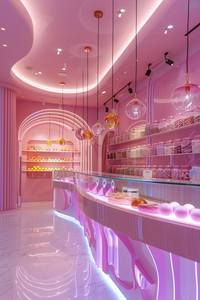 Design d'intérieur personnalisé tendance pour les magasins de yaourt et de crème glacée, <span class=keywords><strong>vitrine</strong></span> de magasin de rue, mobilier <span class=keywords><strong>LED</strong></span> pour la décoration de magasins de crème glacée rose - Product Image 3