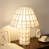 Lampe de table en mosaïque de champignons, lampe de bureau en nacre naturelle pour villa, hôtel, chambre à coucher, salle à manger, décoration intérieure