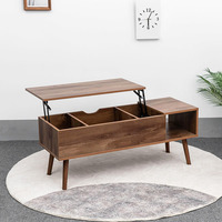Table basse élévatrice vintage du milieu du siècle Design moderne vieilli avec rangement caché meubles de maison en bois extensibles