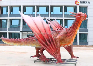 Dragon animatronique géant en métal étanche, réaliste, qui respire du fumée, sculpture intérieure/extérieure pour centre commercial à thème - Product Image 5