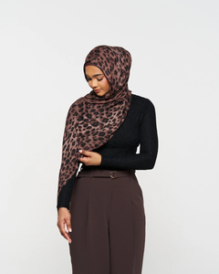 2025年特注竹モダール軽量ショール ソフトベラプリント織ビスコースレオパードプリント無地ヒジャブスカーフ - Product Image 2