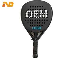 Raquettes de padel rondes en fibre de carbone 12K et fibre de verre, légères (320g), 26cm, peinture noire