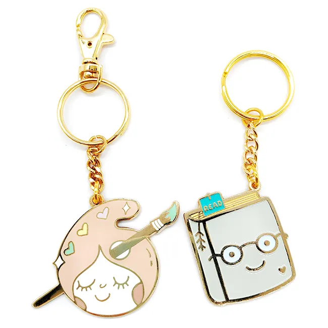 Cute Anime Keyring Enamel Keychain Car Metal Design Key Chains Custom Logo Girl And Book Keyring Kawaii Keychains