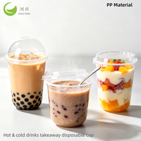 Gobelets jetables en PP transparent en forme de U, personnalisables avec logo, 500 ml, 360 ml, 700 ml, pour boissons chaudes et froides, ZFCUP