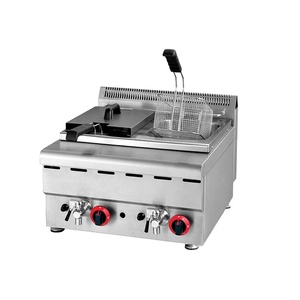 Équipement de cuisine commerciale, armoire de cuisson occidentale, corps en acier inoxydable de qualité alimentaire, <span class=keywords><strong>friteuse</strong></span> à <span class=keywords><strong>gaz</strong></span> à double cylindre 8+<span class=keywords><strong>8L</strong></span> rapide - Product Image 1