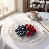 Mini assiette plate élégante et écologique en verre cristal, plateau de service transparent minimaliste pour fruits et fruits secs, pour la maison
