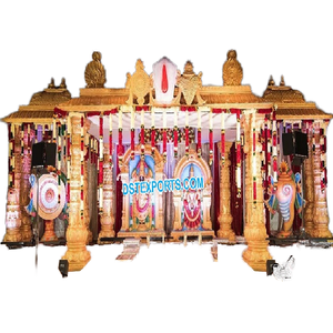 Impresionante Decoración de Boda del Sur de la India, Mandapam, Decoración de Boda de Sri Lanka con Temática Dorada, Mandap Glam para Eventos de Boda, Vidhi Mandap Dorado para Estados Unidos - Product Image 1