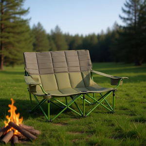 Sillón Plegable para Acampar, Estructura de Aluminio Verde, Tela Oxford, Muebles de Jardín para Exteriores con Portavasos - Product Image 2