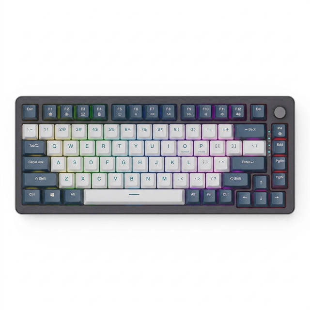 OEM Custom 80% Layout Mechanical Keyboard with Knob Hot Swappable Tri-Mode Wireless RGB Gaming Keyboards PC