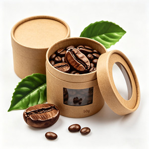 Biodegradable Kraft Cylinder Packaging Paper Tube <b>Container</b> for Tea Leaf Coffee Packaging with <b>clear</b> lid - Product Image 1