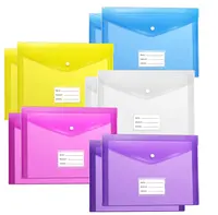Plastik snap kapatma 10 ile cep klasörleri paketi A5 boyutu temizle poli dosya zarflar ile etiket cep için okul/ev/ofis