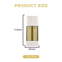 Flacon Airless Double Chambre Marron 15ml+15ml, Flacon Pompe à Lotion Acrylique 2-en-1 30ml pour Emballage Crème de Jour et de Nuit