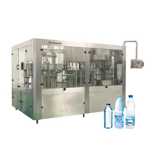 Sunswell بالكامل ماكينة تصنيع الزجاجات البلاستيكية التلقائية المعدنية مصنع زجاجات مياه معدات الربيع شراب نقي ماكينة تعبئة المياه