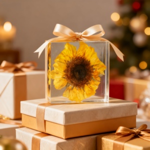 Custom Resin Sunflower Paperweight with Real Dried Flower Handmade Desktop Decoration Souvenir <b>Gift</b> for Wedding Promotion - Product Image 2