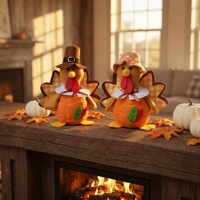 Décorations de la Fête de la Moisson de Thanksgiving : Figurines sans visage, Citrouille, Feuille d'érable