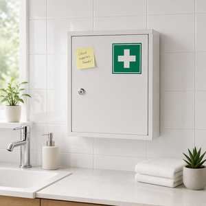 Armario de Medicamentos con Cerradura 2026, Caja Médica de Acero de 3 Niveles para Pared con 2 Llaves y Estantes para Baño, Blanco - Product Image 1