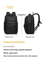 Nouveau Sac à Dos pour Ordinateur Portable 16 Pouces Multi-Fonctionnel pour Hommes, Protection Dorsale, Tissu Oxford et Polyester, Fermeture Éclair