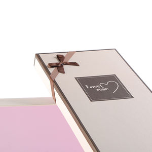주문 로고 인쇄 마분지 꽃 장미 상자 리본을 가진 호화스러운 마분지 기초 그리고 뚜껑 선물 포장 상자 - Product Image 5