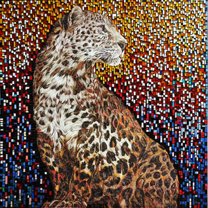 لوحة فنية جدارية من الفسيفساء الزجاجية بتصميم الفهد العصري مقاس 120×180 سم، بلاط باركيه كلاسيكي للاستخدام الداخلي والخارجي بتصميم جرافيكي - Product Image 6