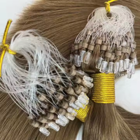 Vente en gros pré-lié 12a micro-anneau brut vierge double dessiné perles de cheveux humains extensions de cheveux de trame micro-boucle liens extension de cheveux