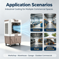 Refroidisseurs d'air évaporatifs portables à grand débit d'air de 6000 m³/h, ventilateur mobile sur pied pour atelier, garage, extérieur, espace commercial