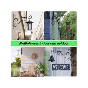 2-Piece Metal Indoor/Outdoor Shepherd's Hooks with Iron Screws Hanging <b>Plant</b> & Flower <b>Basket</b> Decorations for Home & Garden - Product Image 5