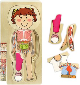 Wooden My Body 3D Jigsaw Puzzle Educational Montessori Toys for Toddlers & Kids - 29 Piece Girls Anatomy Play Set